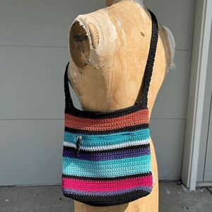 The Sak Delray Stripe Crochet Crossbody Bag | Colorful Boho Chic Purse